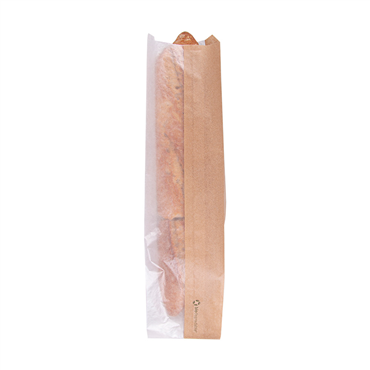 Saqueta de Papel Kraft com Janela em papel Cristal 90+55x380mm 250 un