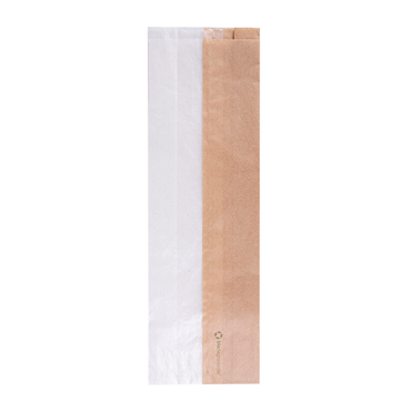 Saqueta de Papel Kraft com Janela em papel Cristal 120+60x380mm 250 un