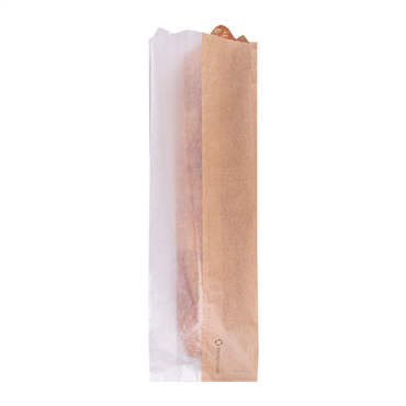 Saqueta de Papel Kraft com Janela em papel Cristal 120+60x380mm 250 un