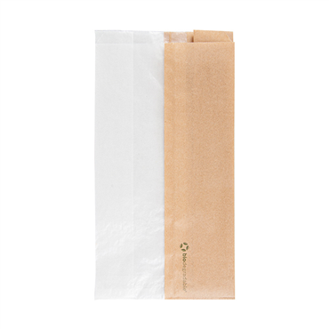 Saqueta de Papel Kraft com Janela em papel Cristal 140+80x260mm 250 un