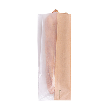 Saqueta de Papel Kraft com Janela em papel Cristal 140+80x380mm 250 un