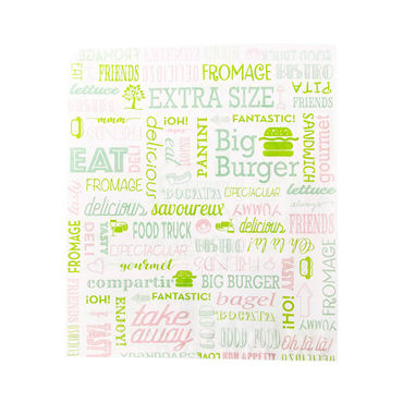 Saqueta Papel Aberta em 2 Lados Antigordura 230x255mm Big Burger - Parole 500 un