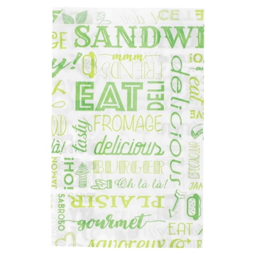 Saqueta de Papel Anti Gordura Parole Verde 120+70x180mm 500un
