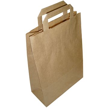 Saco Papel Castanho com Asa Plana 180x80x240mm 600un