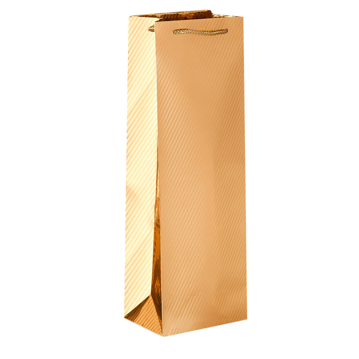 Saco para Garrafa Dourado com Pega em Cordo - 123+78x360mm 10 un