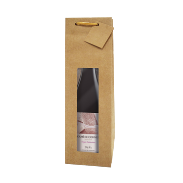 Saco para Garrafa com Janela e Pega em Cordo - 92+88x380mm 10 un