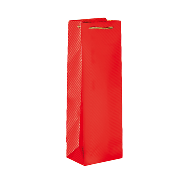 Saco para Garrafa Vermelho com Pega em Cordo - 123+78x360mm 10 un