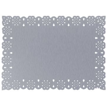 Naperon em Papel Prateado Rendado Rectangular 370x260mm 100 un