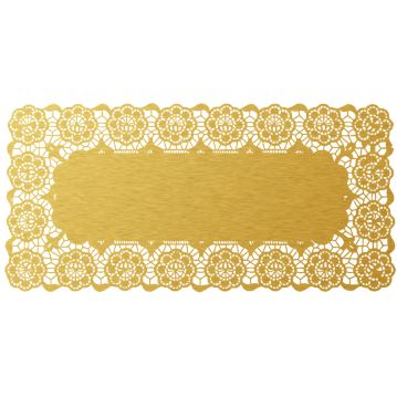 Naperon em Papel Dourado Rendado Rectangular 500x240mm 100 un