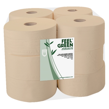 Rolo Higinico Jumbo Reciclado Natural 95x195mm de 2 folhas 160m 12 un