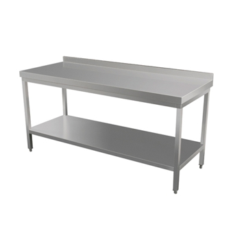 Mesa de Trabalho em Inox para Parede com Rebordo 2 Nveis 1200x700x960mm