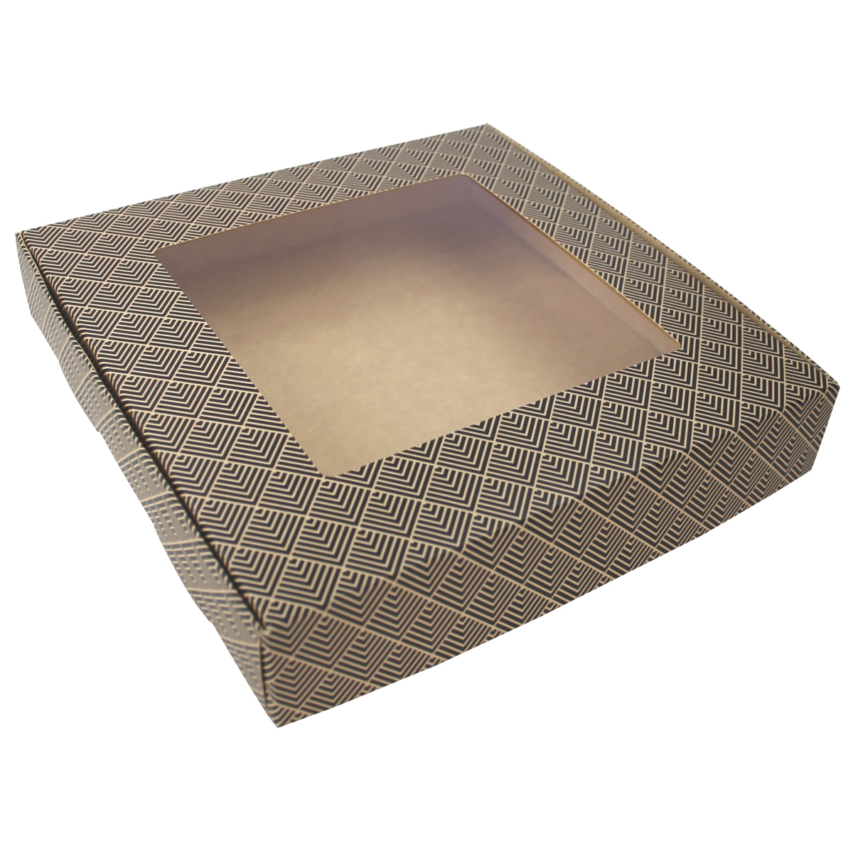 Embalagem Quadrada com Janela para Sushi 250x250x45mm Preto OK22 Caixa 100